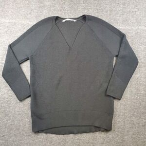 Athleta Sweater Womens Small Black V Neck Hanover Merino Wool Casual Pullover